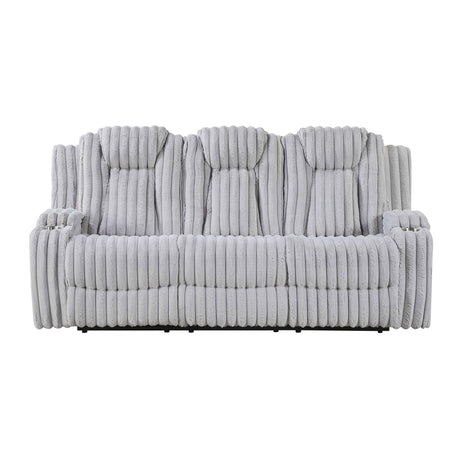 Phyllis Light Gray 3-Piece Reclining Living Room Set by Homelegance at Eve Furniture