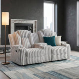 Phyllis Light Gray Double Reclining Loveseat with Center Console and Cup Holders by Homelegance at Eve Furniture