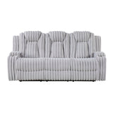 Phyllis Light Gray Double Reclining Loveseat with Center Console and Cup Holders by Homelegance at Eve Furniture