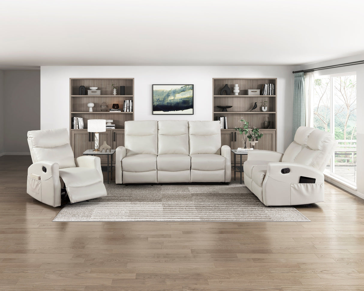 Phyllis Light Gray Double Reclining Loveseat with Center Console and Cup Holders by Homelegance at Eve Furniture
