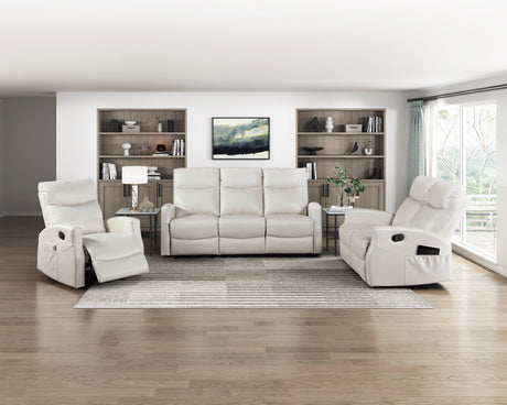 Phyllis Light Gray Double Reclining Loveseat with Center Console and Cup Holders by Homelegance at Eve Furniture