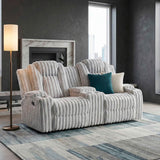 Phyllis Light Gray Double Reclining Loveseat with Center Console by Homelegance at Eve Furniture