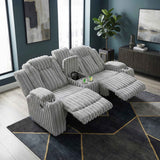 Phyllis Light Gray Double Reclining Loveseat with Center Console by Homelegance at Eve Furniture