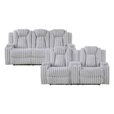 Phyllis Light Gray Double Reclining Loveseat with Center Console by Homelegance at Eve Furniture