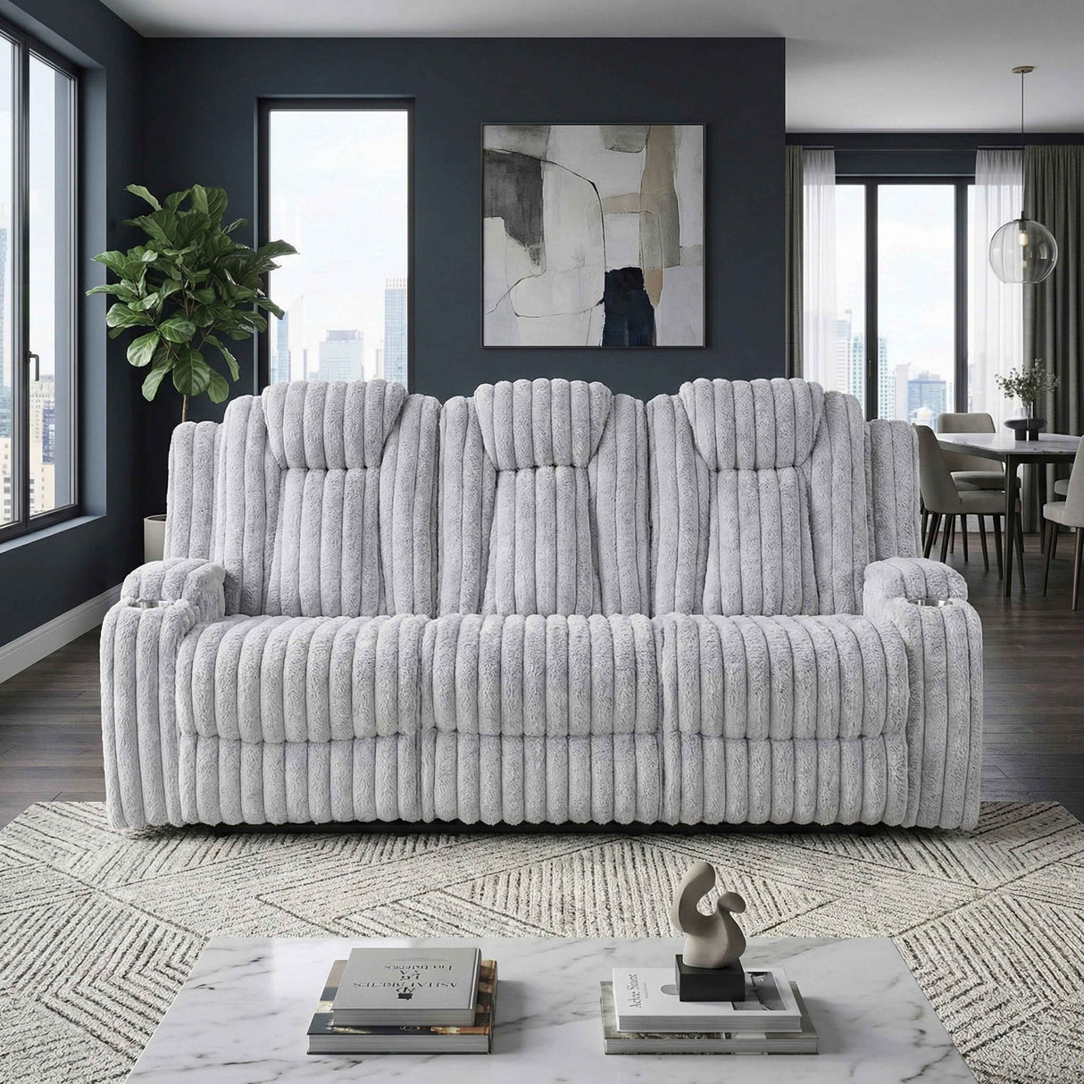 Phyllis Light Gray Double Reclining Sofa by Homelegance at Eve Furniture