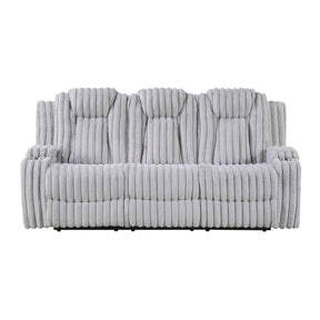 Phyllis Light Gray Double Reclining Sofa by Homelegance at Eve Furniture