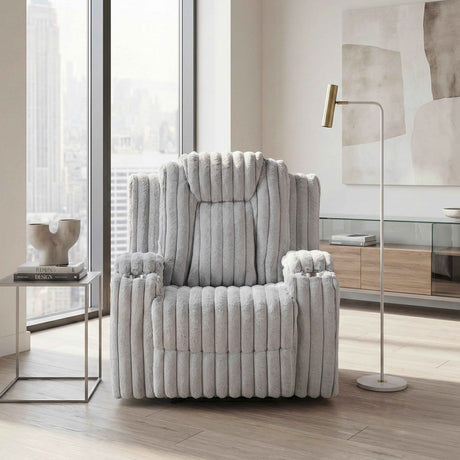 Phyllis Light Gray Reclining Chair by Homelegance at Eve Furniture