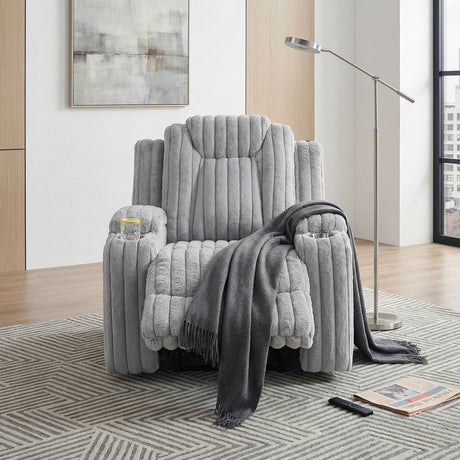 Phyllis Light Gray Reclining Chair by Homelegance at Eve Furniture