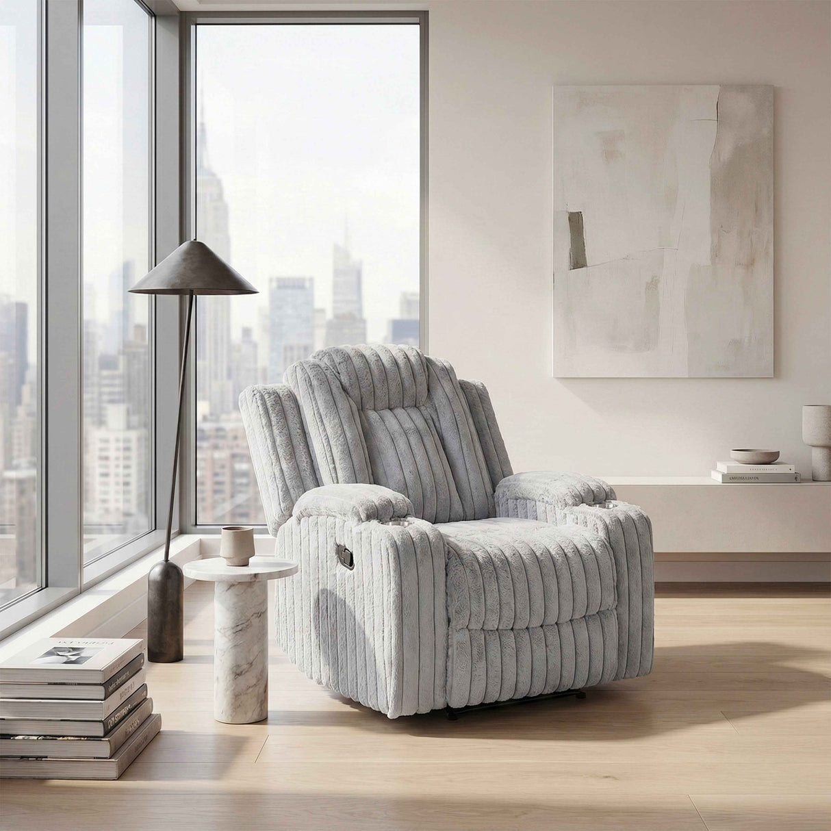 Phyllis Light Gray Reclining Chair by Homelegance at Eve Furniture