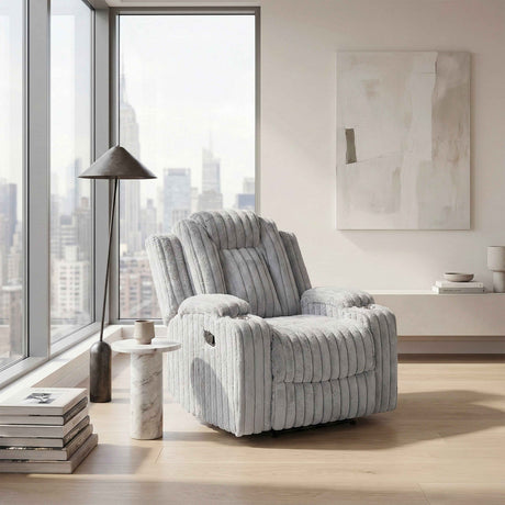Phyllis Light Gray Reclining Chair by Homelegance at Eve Furniture