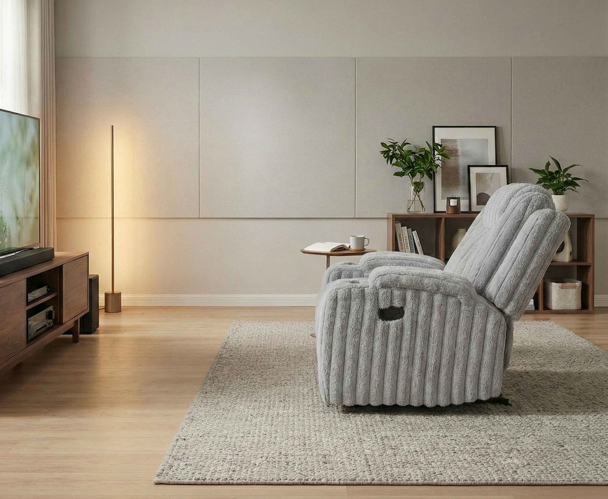 Phyllis Light Gray Reclining Chair by Homelegance at Eve Furniture