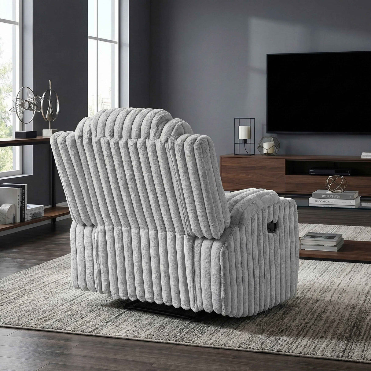 Phyllis Light Gray Reclining Chair by Homelegance at Eve Furniture