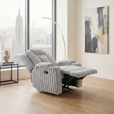 Phyllis Light Gray Reclining Chair by Homelegance at Eve Furniture