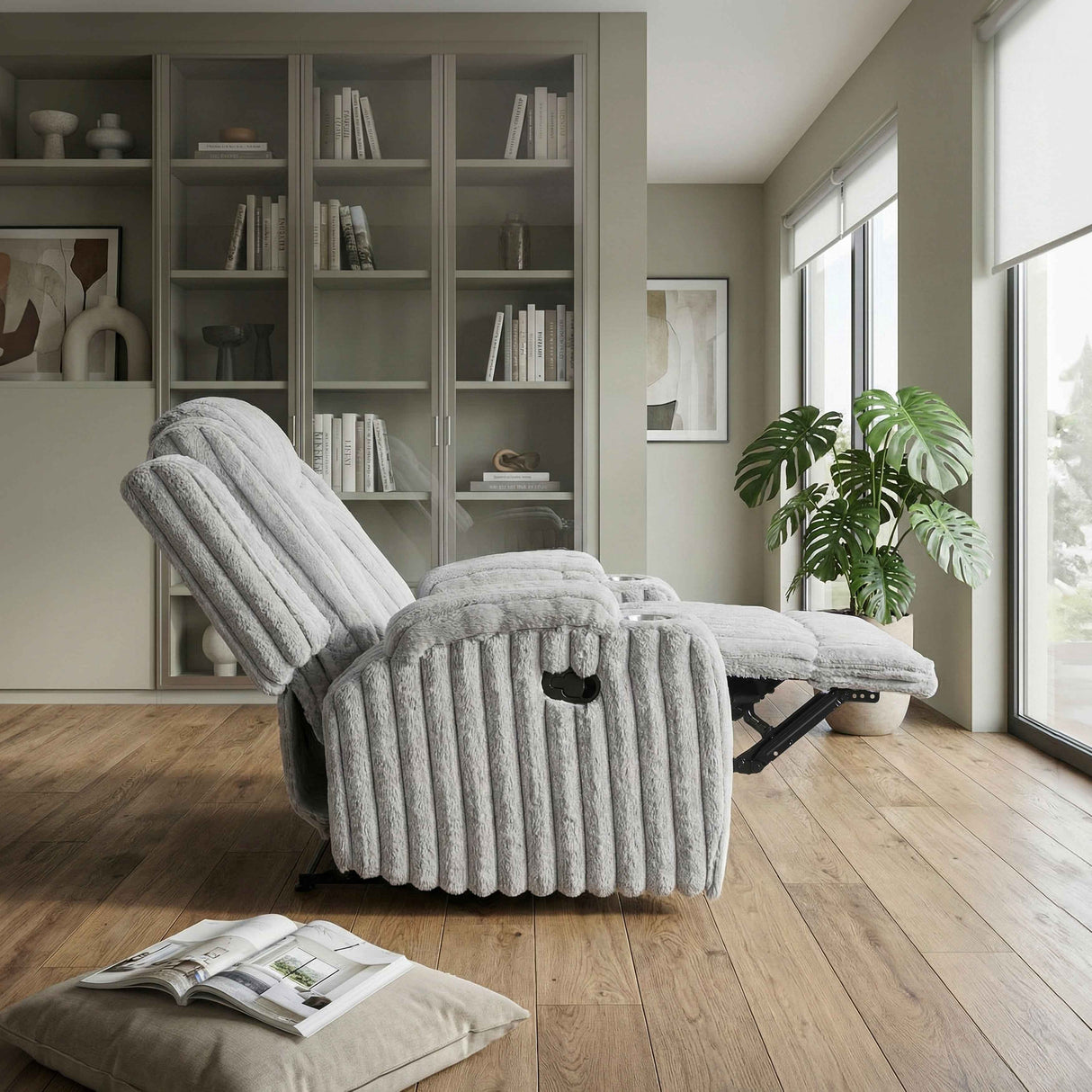 Phyllis Light Gray Reclining Chair by Homelegance at Eve Furniture
