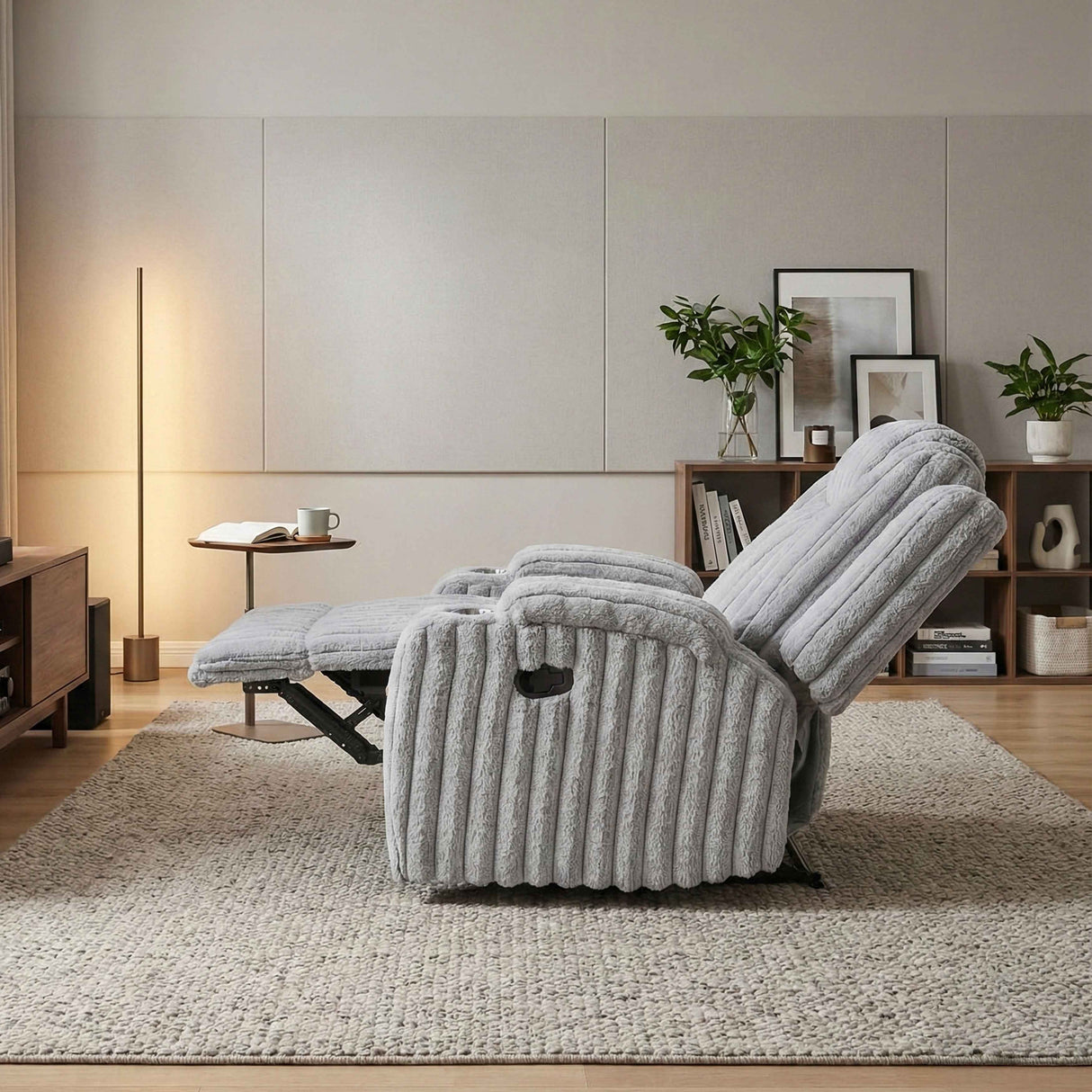 Phyllis Light Gray Reclining Chair by Homelegance at Eve Furniture