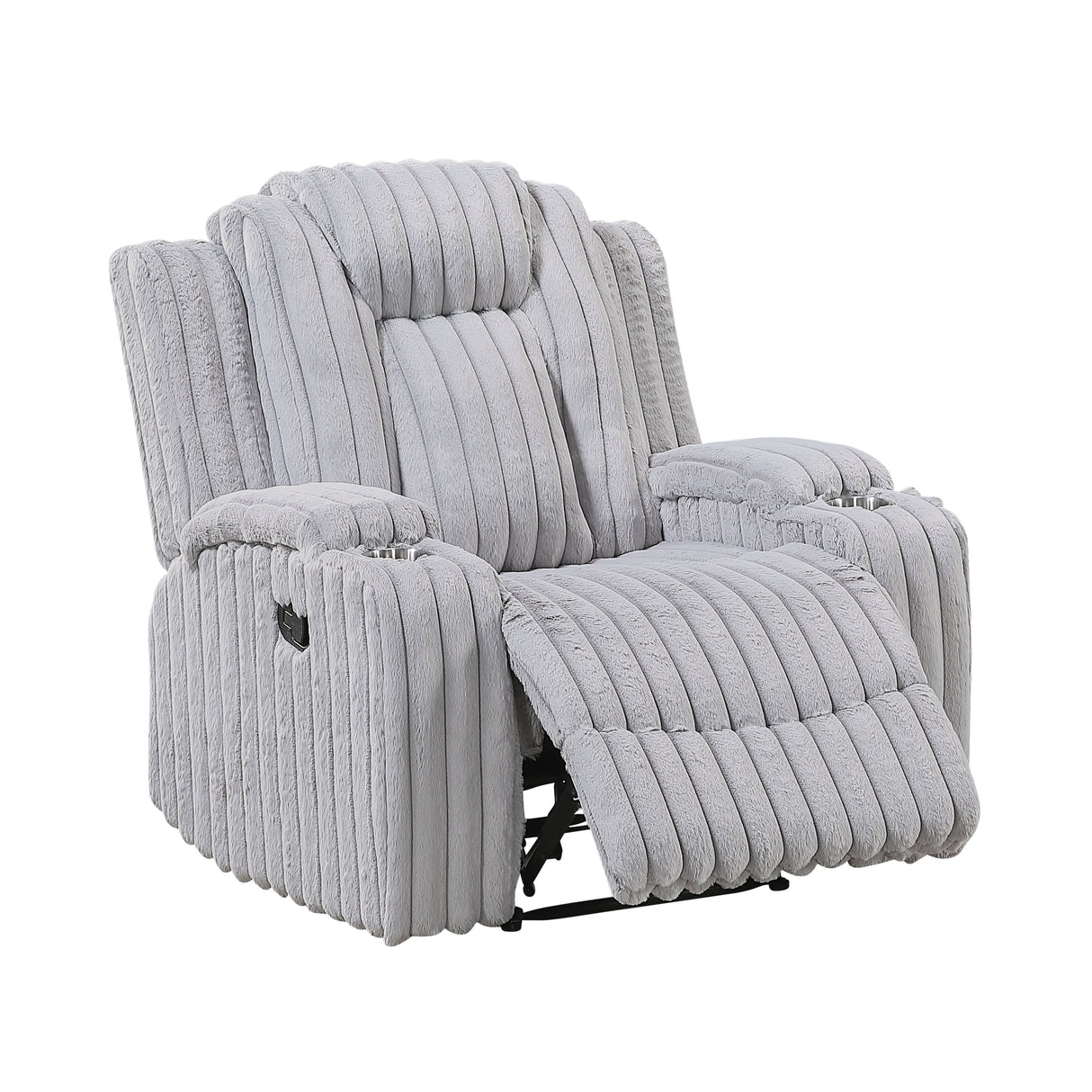 Phyllis Light Gray Reclining Chair with Cup Holders by Homelegance at Eve Furniture