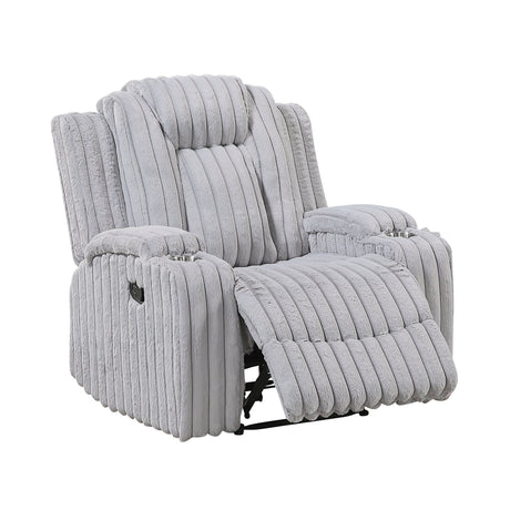 Phyllis Light Gray Reclining Chair with Cup Holders by Homelegance at Eve Furniture