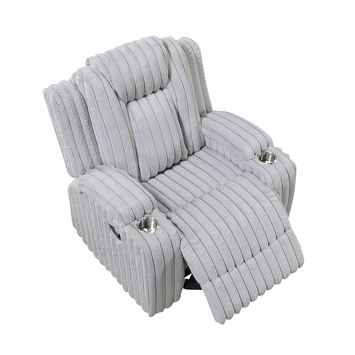 Phyllis Light Gray Reclining Chair with Cup Holders by Homelegance at Eve Furniture