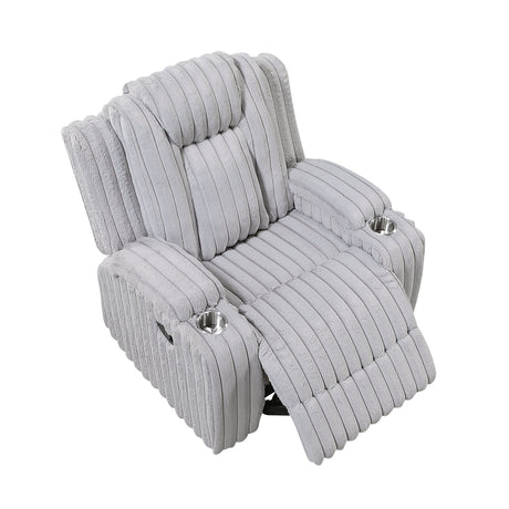 Phyllis Light Gray Reclining Chair with Cup Holders by Homelegance at Eve Furniture