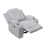 Phyllis Light Gray Reclining Chair with Cup Holders by Homelegance at Eve Furniture
