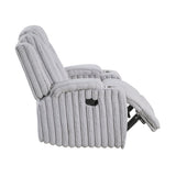 Phyllis Light Gray Reclining Chair with Cup Holders by Homelegance at Eve Furniture