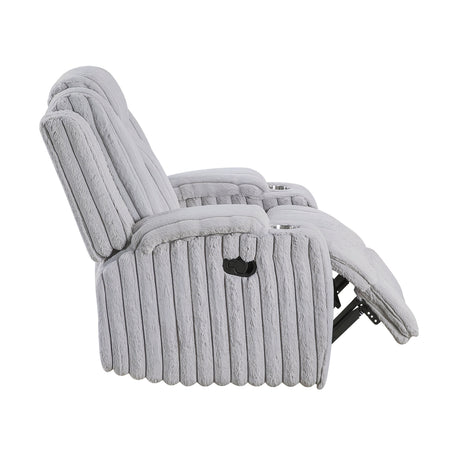 Phyllis Light Gray Reclining Chair with Cup Holders by Homelegance at Eve Furniture