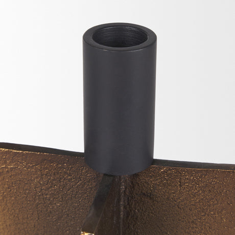 Pia Antiqued Gold w/ Black Metal Taper Candleholder (Set of 2) by Mercana at Eve Furniture
