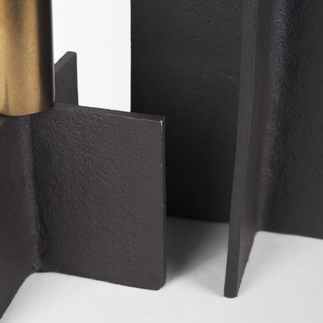 Pia Matte Black w/ Brushed Gold Metal Taper Candleholder (Set of 2) by Mercana at Eve Furniture
