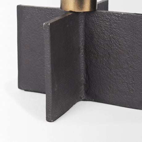 Pia Matte Black w/ Brushed Gold Metal Taper Candleholder (Set of 2) by Mercana at Eve Furniture