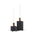 Pia Matte Black w/ Brushed Gold Metal Taper Candleholder (Set of 2) by Mercana at Eve Furniture