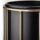 Pianta 13 x 21 Set of Two Black Metal Insert Brass Frame Plant Stands by Mercana at Eve Furniture
