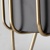 Pianta 13 x 21 Set of Two Black Metal Insert Brass Frame Plant Stands by Mercana at Eve Furniture