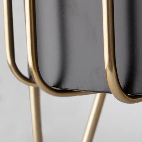 Pianta Set of Two Black Metal Insert Brass Frame Plant Stands by Mercana at Eve Furniture