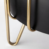 Pianta Set of Two Black Metal Insert Brass Frame Plant Stands by Mercana at Eve Furniture