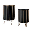 Pianta Set of Two Black Metal Insert Brass Frame Plant Stands by Mercana at Eve Furniture