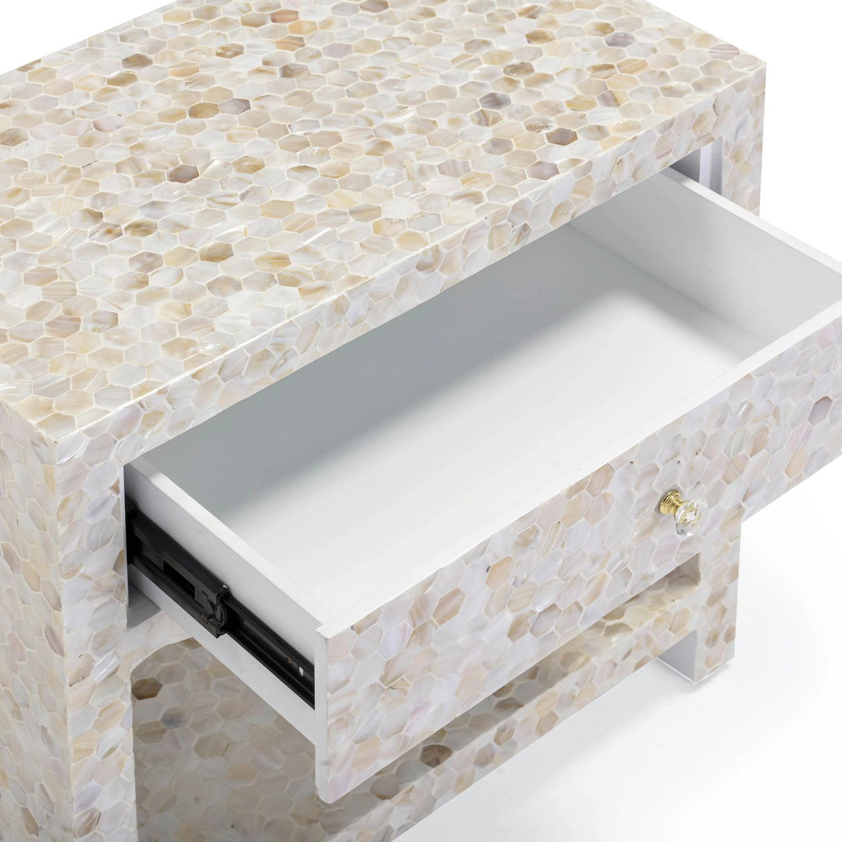 Piara Natural Mother of Pearl Inlaid Nightstand by TOV Furniture at Eve Furniture