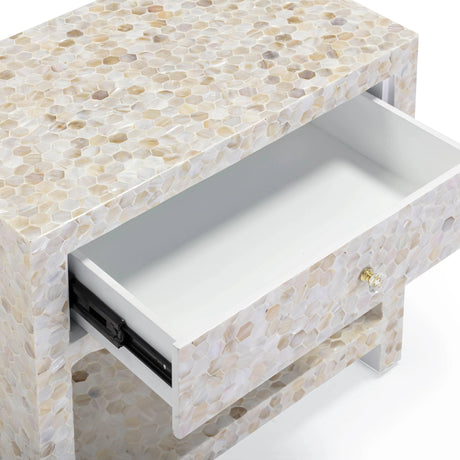 Piara Natural Mother of Pearl Inlaid Nightstand by TOV Furniture at Eve Furniture
