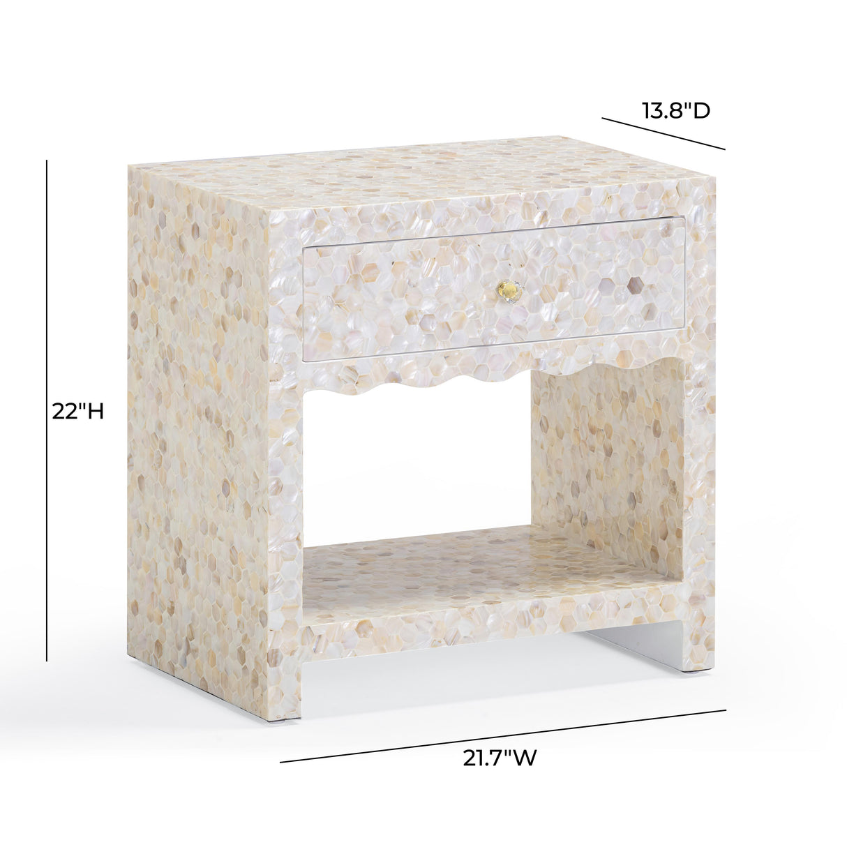 Piara Natural Mother of Pearl Inlaid Nightstand by TOV Furniture at Eve Furniture