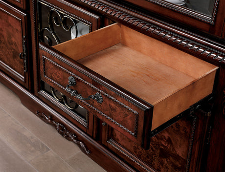 Picardy Brown Cherry Hutch & Buffet by Furniture of America at Eve Furniture
