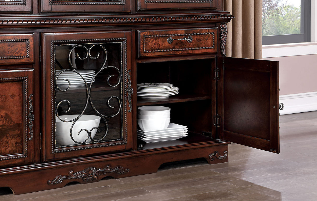 Picardy Brown Cherry Hutch & Buffet by Furniture of America at Eve Furniture