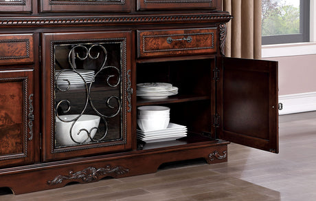Picardy Brown Cherry Hutch & Buffet by Furniture of America at Eve Furniture