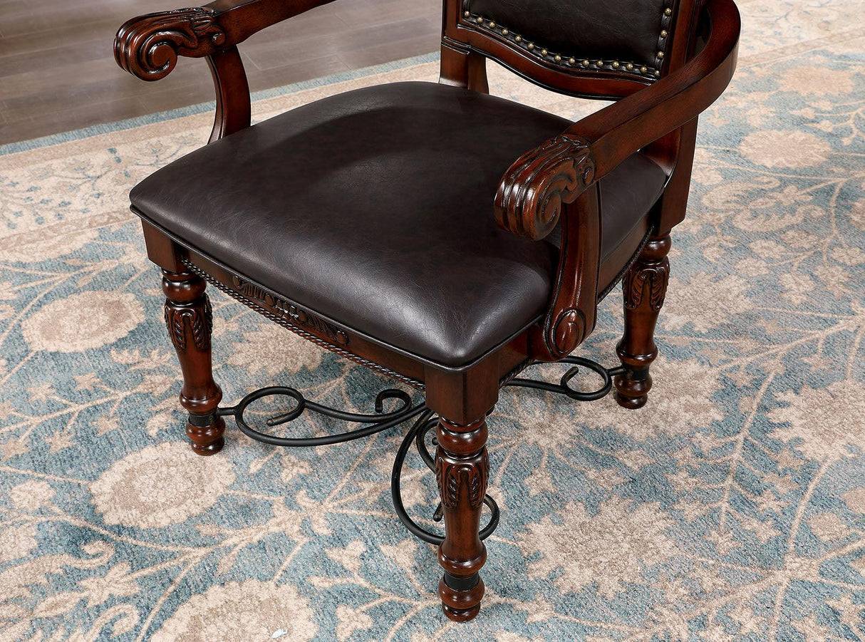 Picardy Brown Cherry/Black Arm Chair by Furniture of America at Eve Furniture