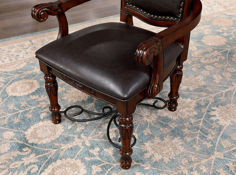 Picardy Brown Cherry/Black Arm Chair by Furniture of America at Eve Furniture
