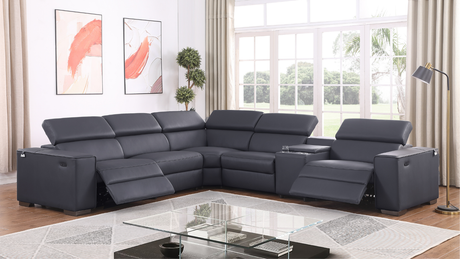 Picasso Dark Grey 6-Piece 2 Power Reclining Sectional by New Era Innovations at Eve Furniture