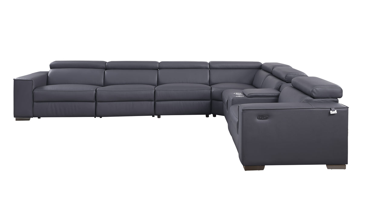 Picasso Dark Grey 7-Piece 3 Power Reclining Sectional by New Era Innovations at Eve Furniture