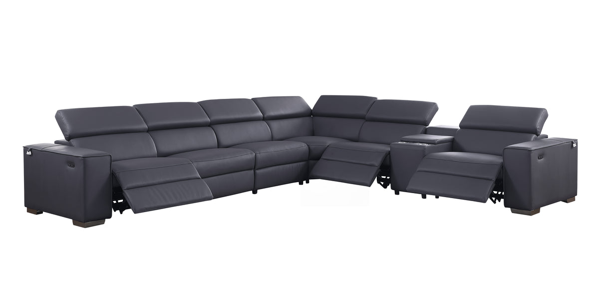 Picasso Dark Grey 7-Piece 3 Power Reclining Sectional by New Era Innovations at Eve Furniture