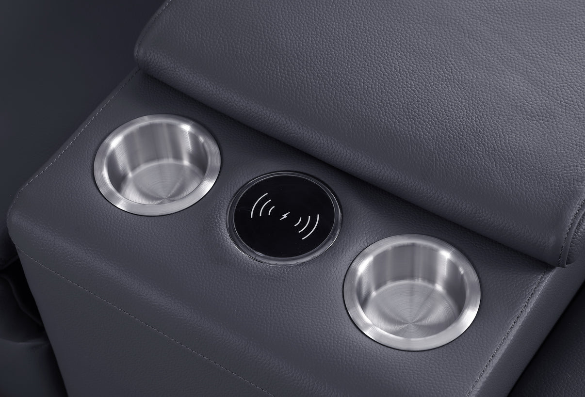 Picasso Dark Grey 7-Piece 3 Power Reclining Sectional by New Era Innovations at Eve Furniture