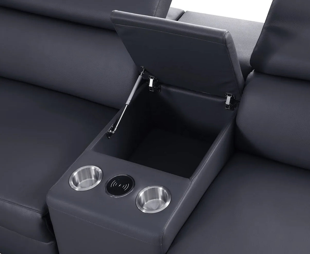 Picasso Dark Grey 7-Piece 3 Power Reclining Sectional by New Era Innovations at Eve Furniture