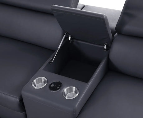Picasso Dark Grey 7-Piece 3 Power Reclining Sectional by New Era Innovations at Eve Furniture