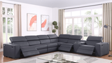 Picasso Dark Grey 7-Piece 3 Power Reclining Sectional by New Era Innovations at Eve Furniture